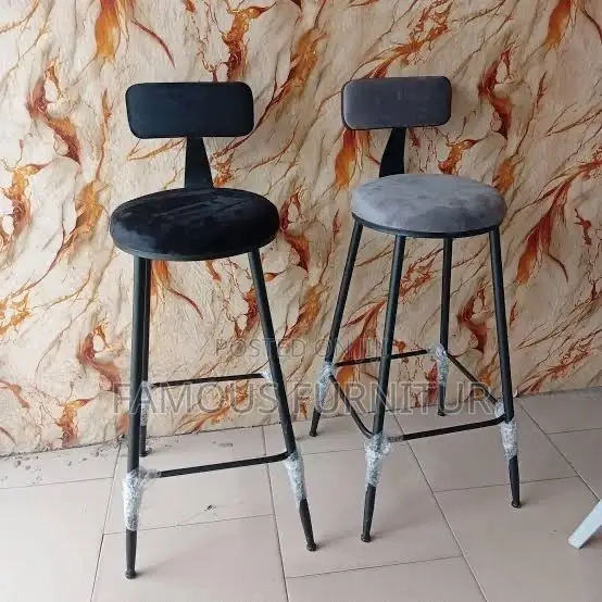 Modern Counter-Height Bar Stools Featuring Slim Black Metal