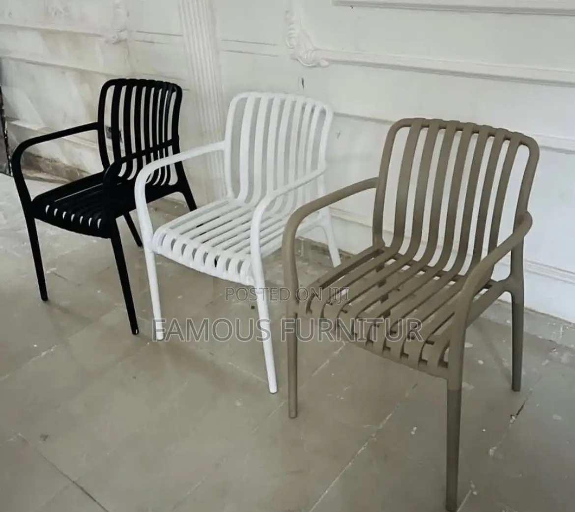 Modern Outdoor Slatted Armchairs Made of Fiber or Plastic Material,