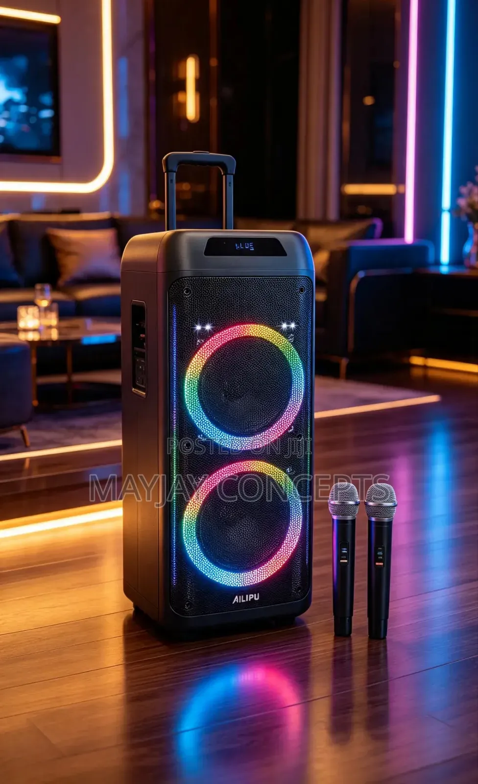 AILIPU SP-3121D Dual 10-Inch Rechargeable Speaker With 2 Wireless Mics