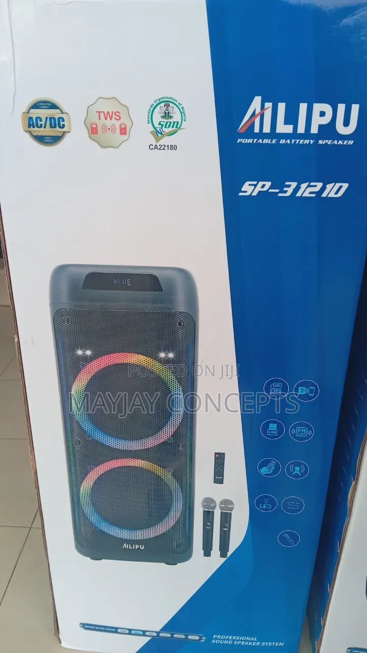 AILIPU SP-3121D Dual 10-Inch Rechargeable Speaker With 2 Wireless Mics