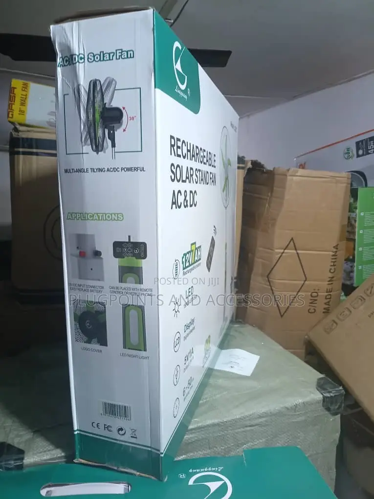 Linguang Lg2e AC DC Solar Rechargeable Stand Fan 18-Inch MBER DEALS