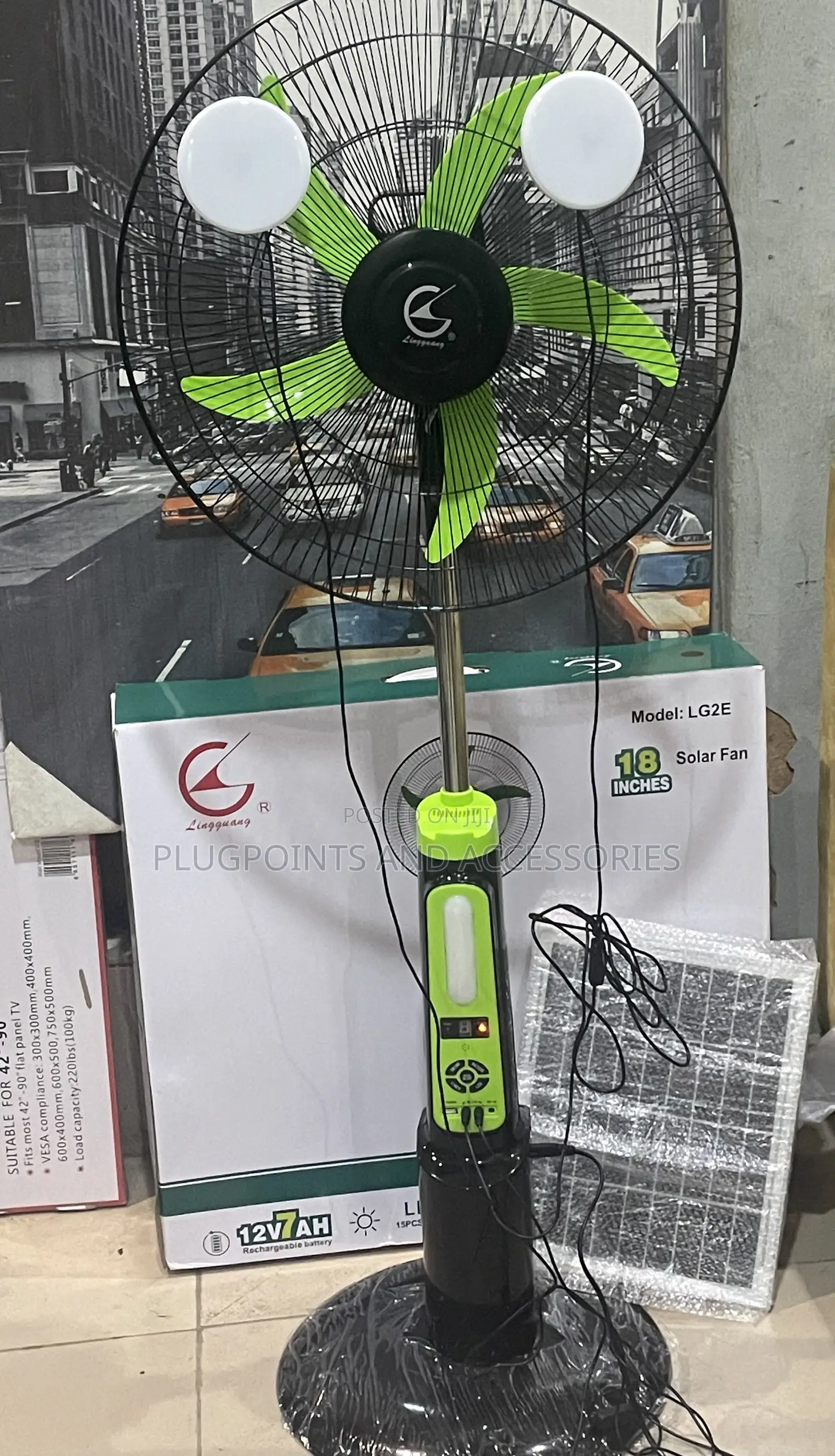 Linguang Lg2e AC DC Solar Rechargeable Stand Fan 18-Inch MBER DEALS
