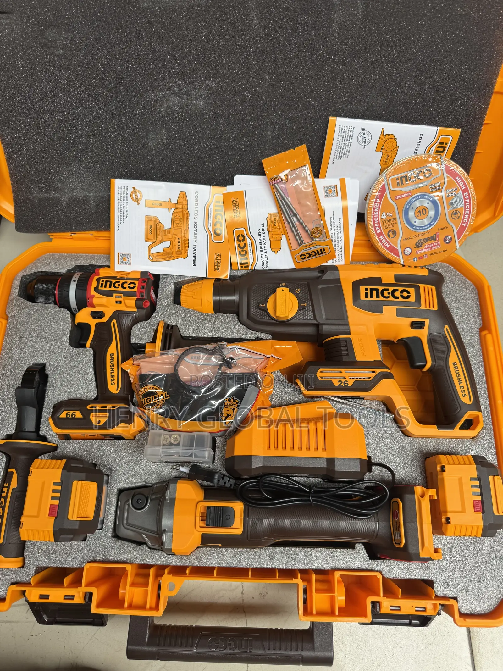 Ingco 3-in-1 Cordless Brushless Power Tool Kit