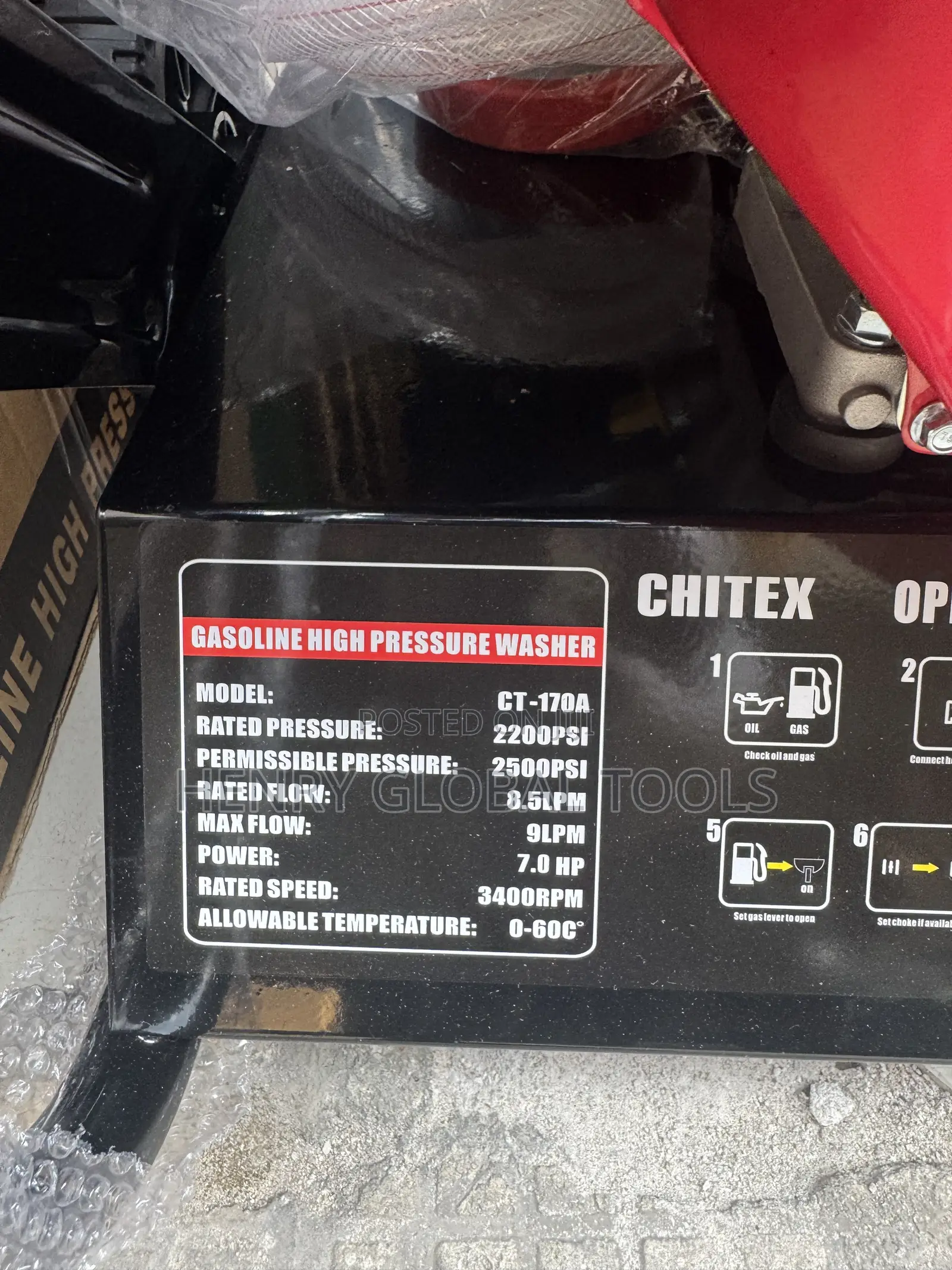 Chitex Ct-170a 7.0hp Gasoline High Pressure Washer – 2500 Psi