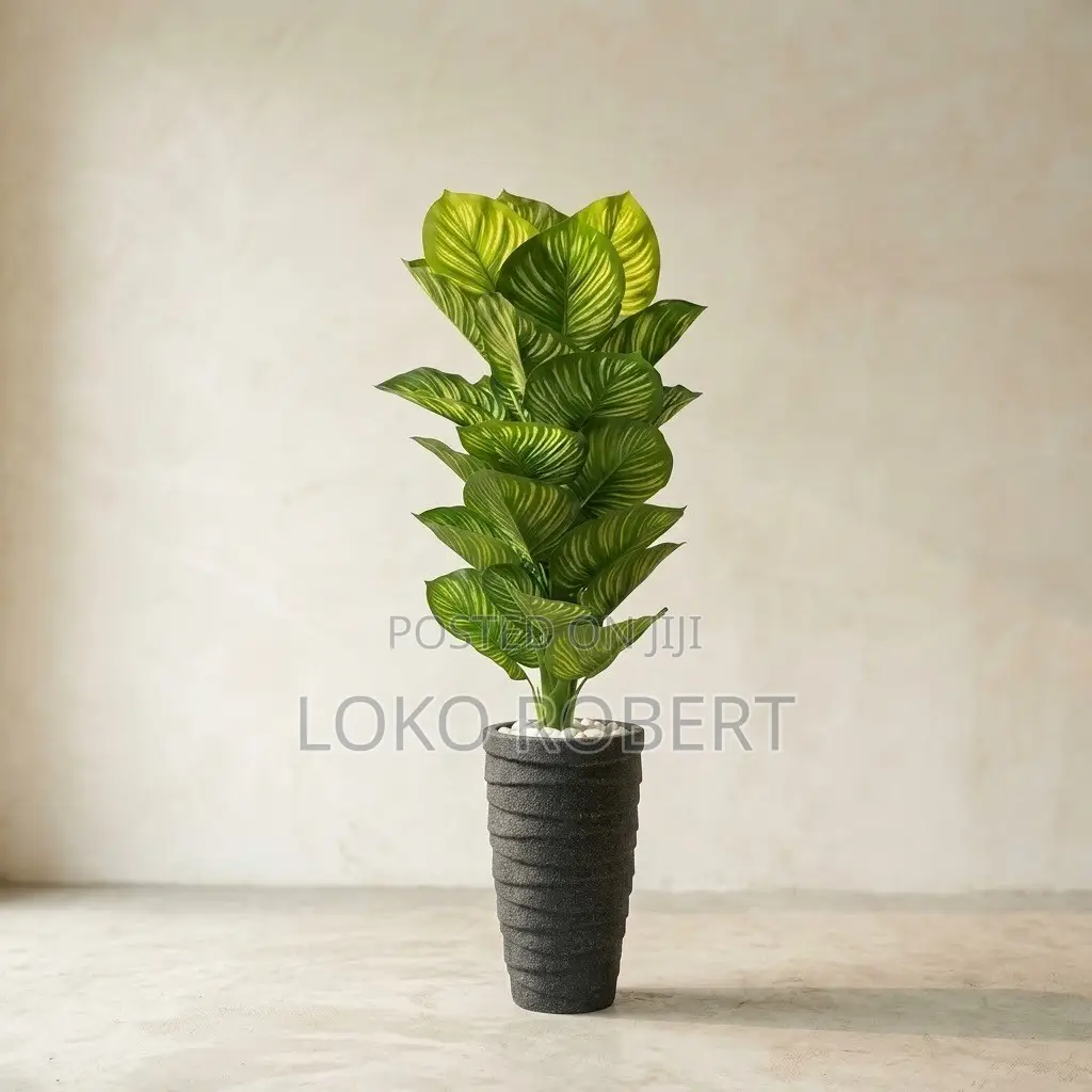 Artificial Floor Flower Vase Plant in Decorative Terrazzo Planter