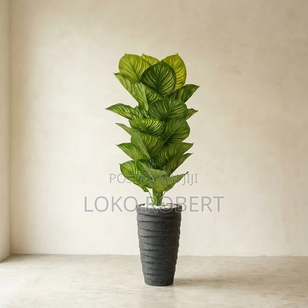 Artificial Floor Flower Vase Plant in Decorative Terrazzo Planter