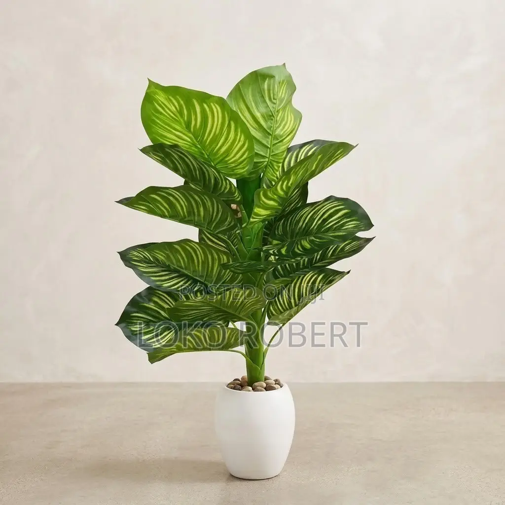 Artificial Flower Vase Calathea / Zebra Plant Decorative Faux Plant