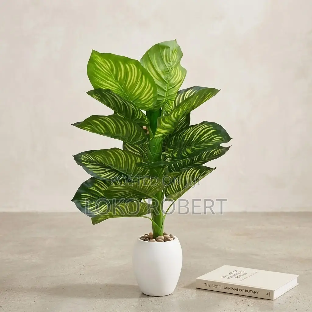 Artificial Flower Vase Calathea / Zebra Plant Decorative Faux Plant