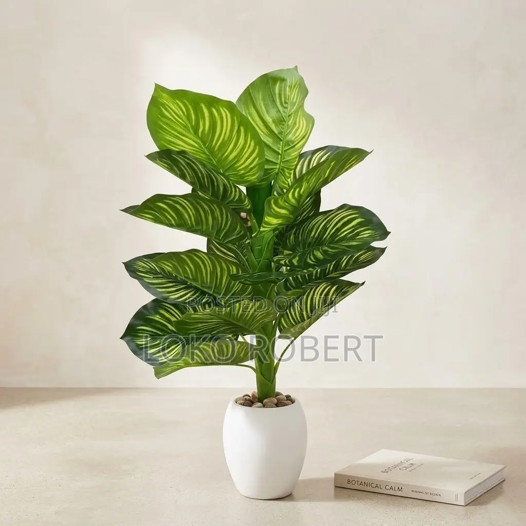 Artificial Flower Vase Calathea / Zebra Plant Decorative Faux Plant