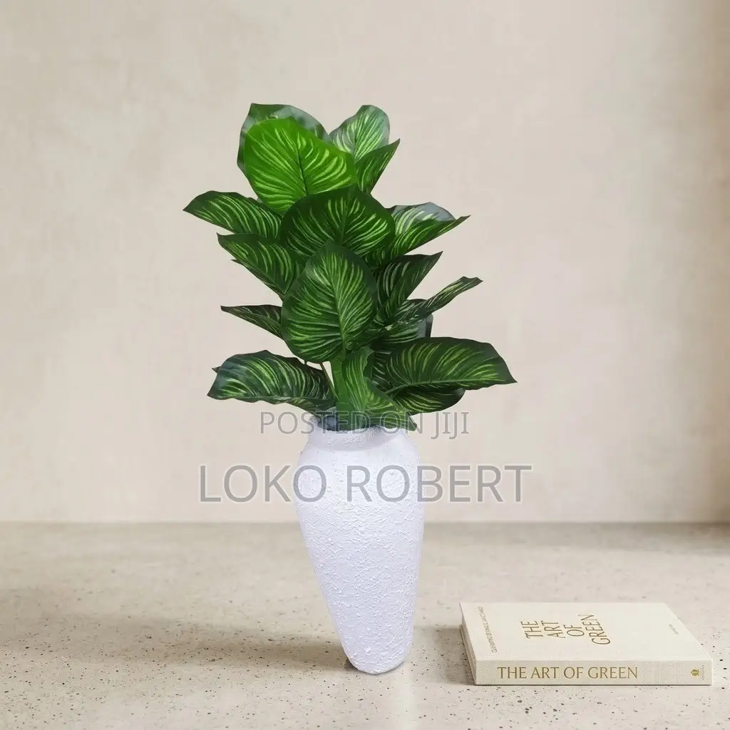 Artificial Flower Vase Floor Plant in Ceramic-Look Pot – Modern Decor