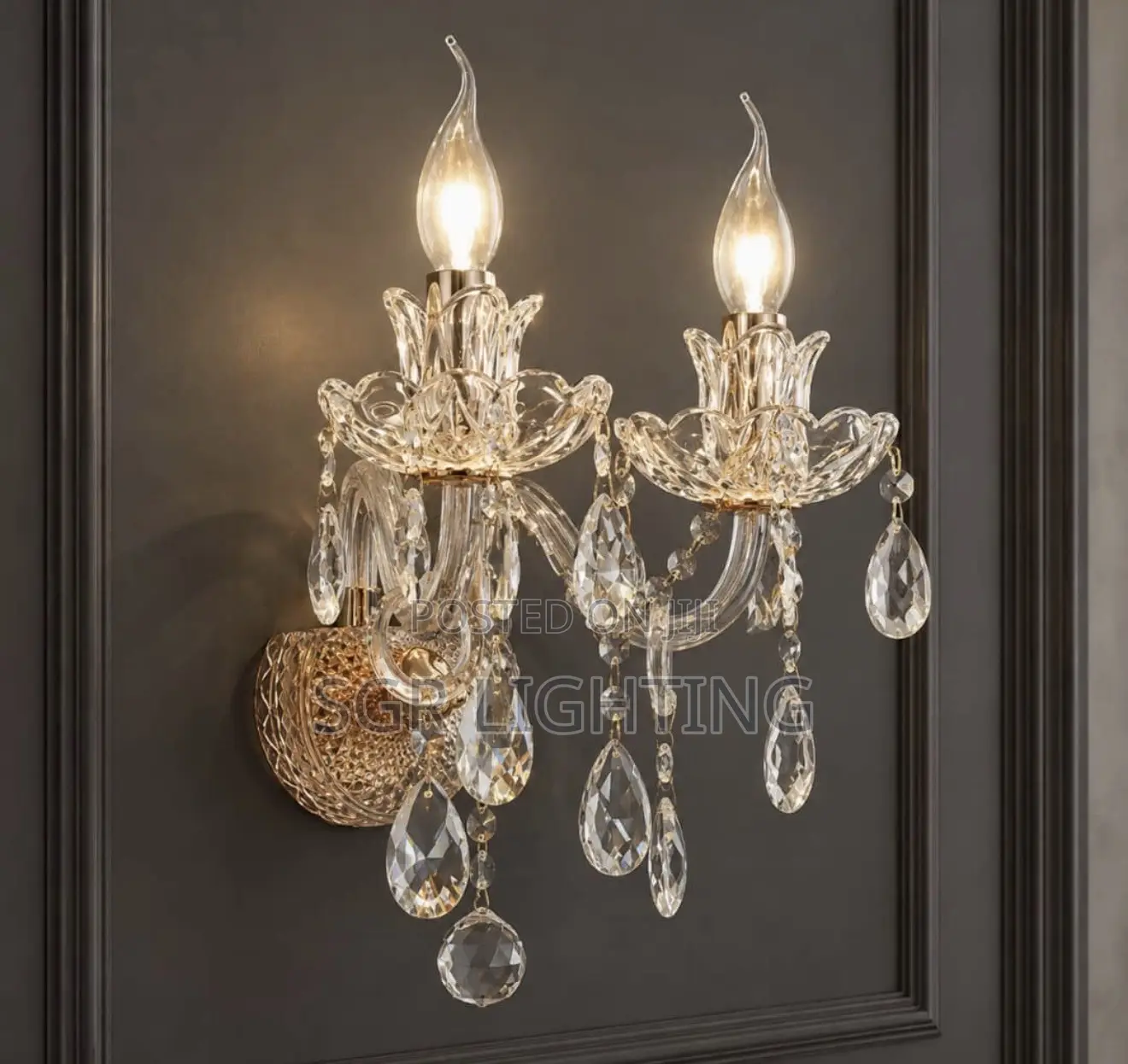 European Crystal Wall Sconce Cognac Color Candle Wall Sconce Living