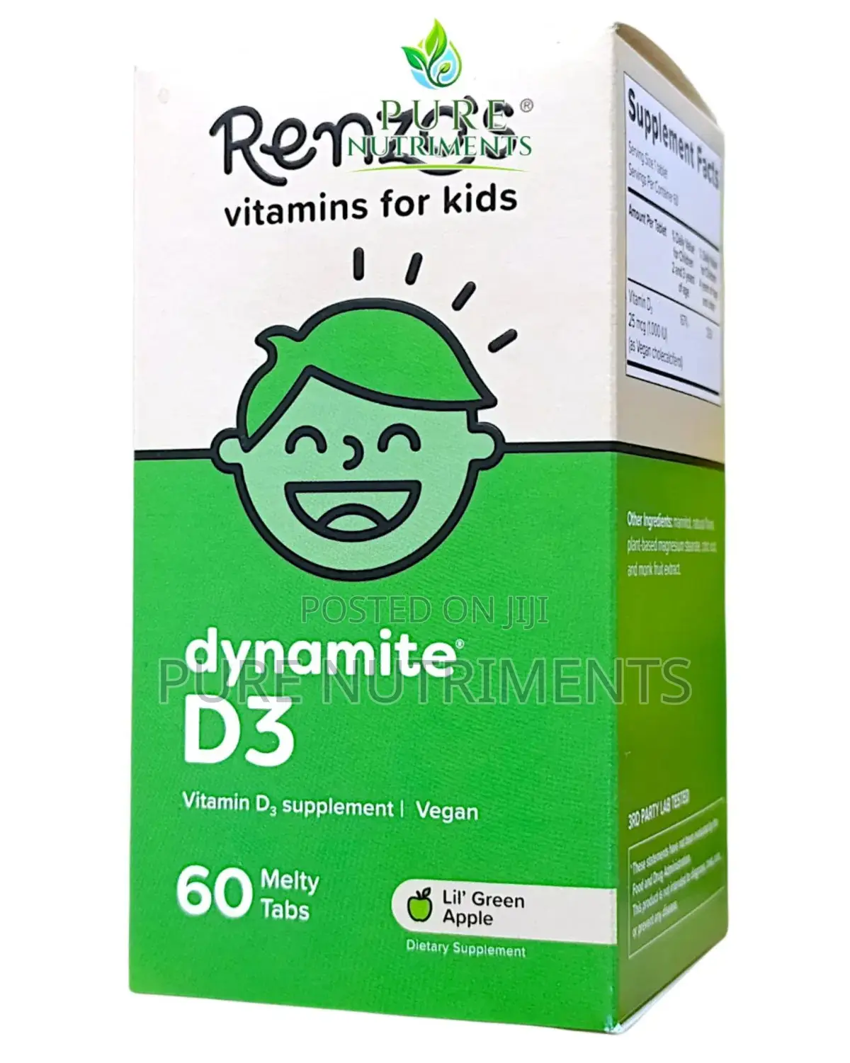 Renzo's Kids Dynamite D3 1000iu 60 Melty Tabs_ for Strong Bones