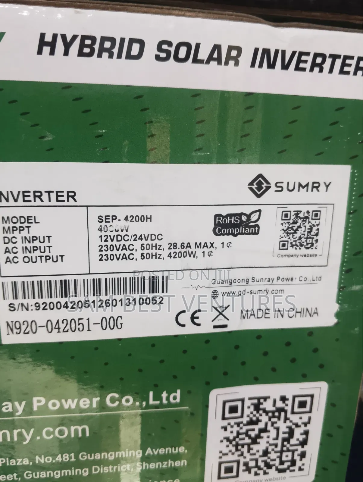 3.2kv 24v an 4.2kva 24v Sumry Solar Hybrid Inverter