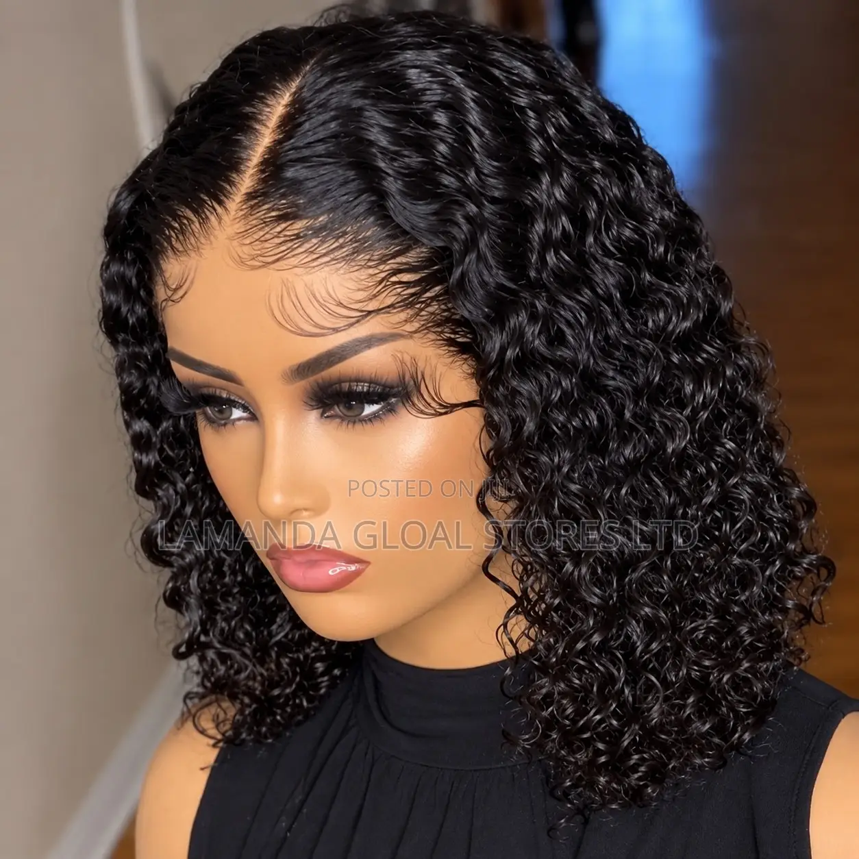 Short Curly Middle Part HD Lace Front Bob Wig