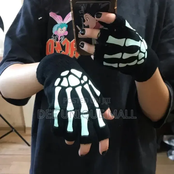 New Punk Unisex Halloween Half Finger Gloves Glow in the Dark