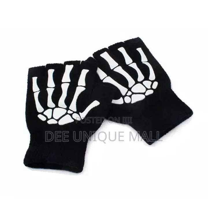New Punk Unisex Halloween Half Finger Gloves Glow in the Dark