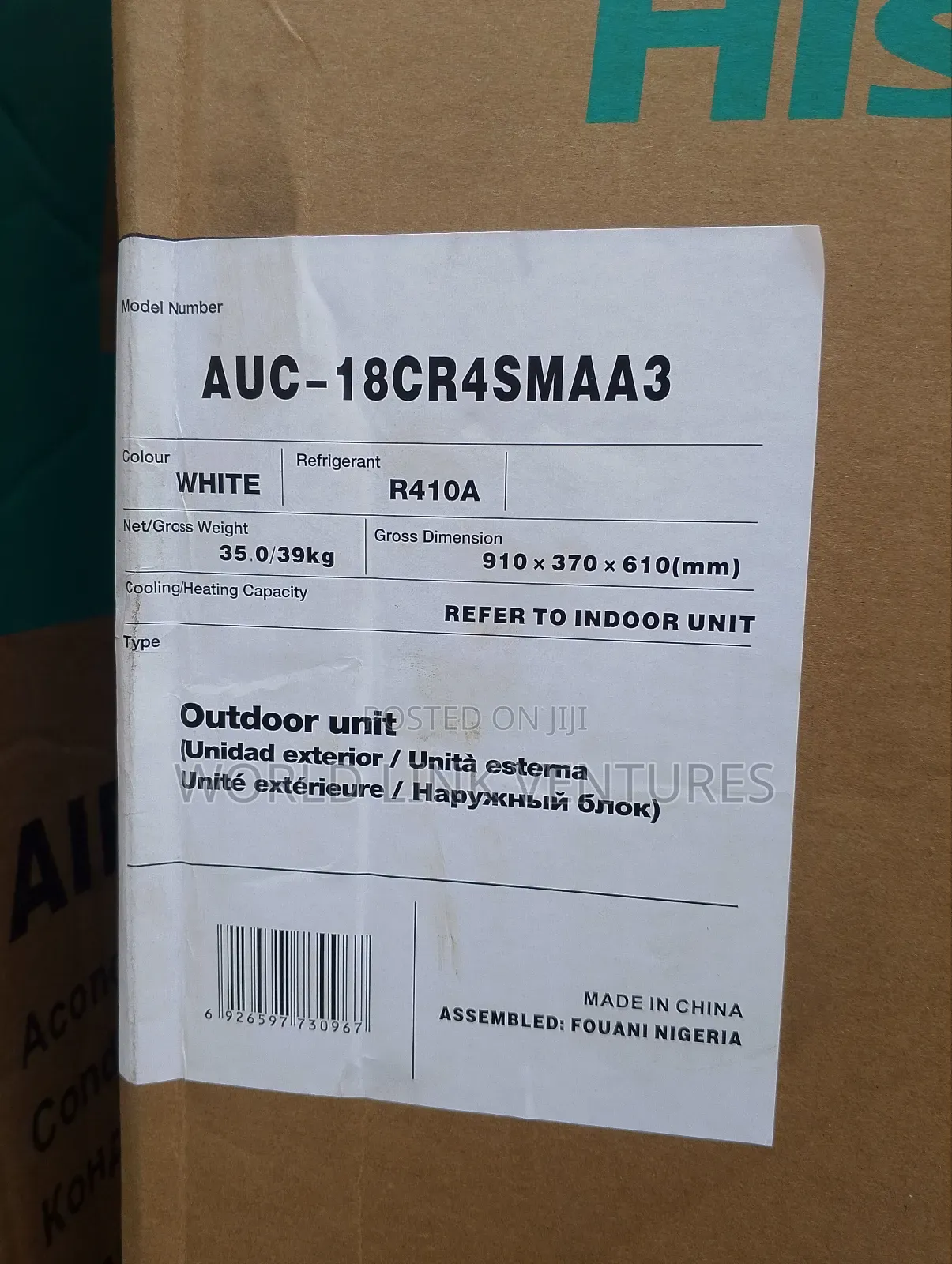 Hisense Auc-18cr4smaa3 Celling Air Conditioner 2 HP Normal One, Auc
