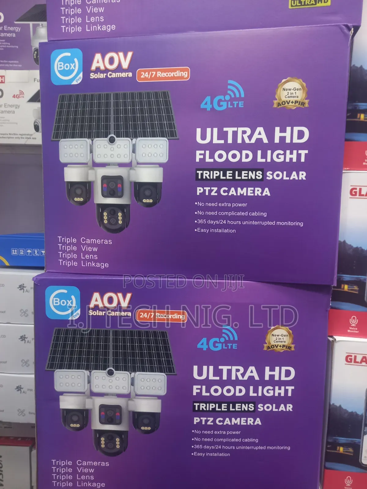 UBox HD Flood Light Tripple Lens 4g PTZ Solar CCTV Camera