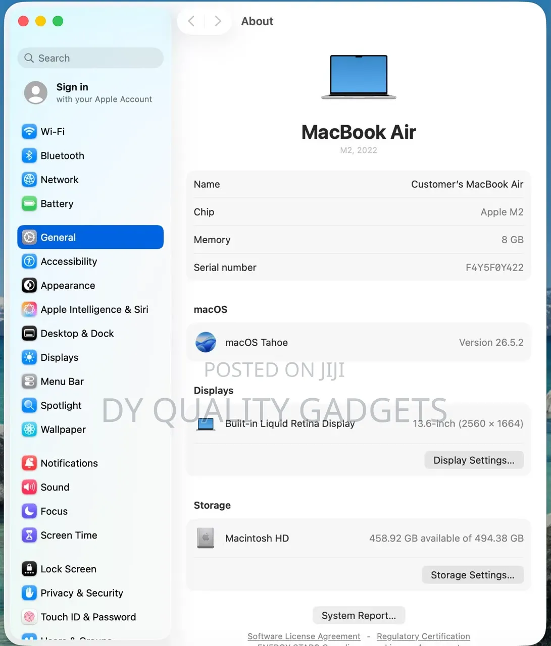 Laptop Apple MacBook Air 2022 M2 8GB Apple M2 SSD 512GB