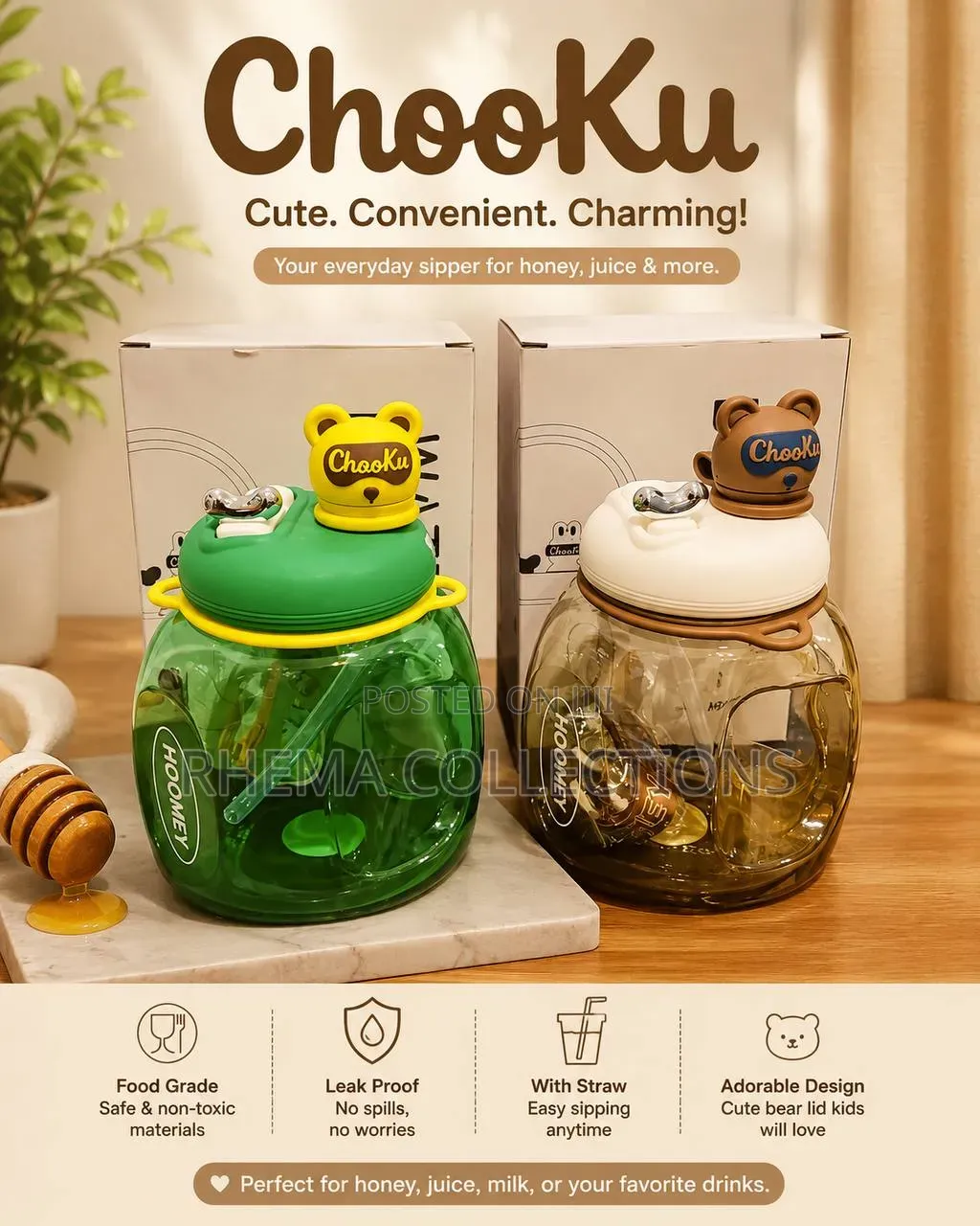 1200ml Quality Strong Chooku Character Water Bottle
