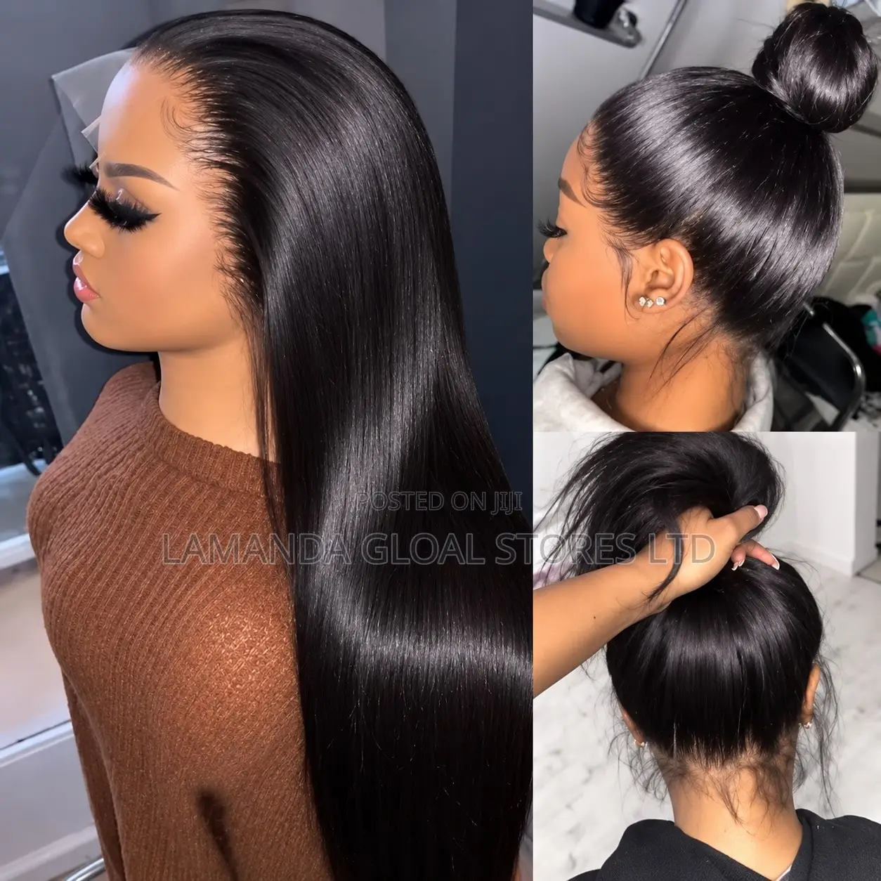 Long Bone Straight Middle Part HD Lace Front Human Hair Wig