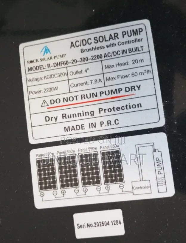 3HP AC/DC Solar Hybrid Surface Irrigation Water Pump. 100% Copper Coil