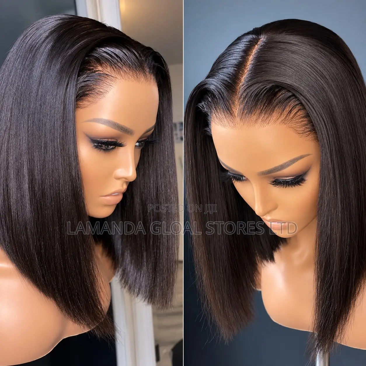 Short Straight Middle Part HD Lace Front Bob Wig