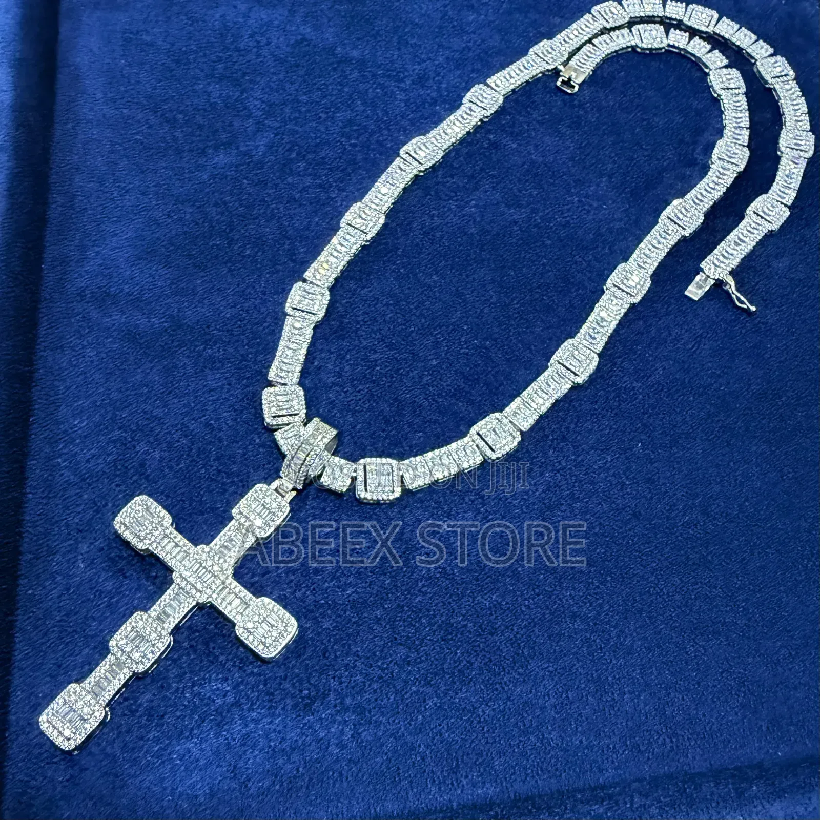 Tennis Chain and Cross Pendant