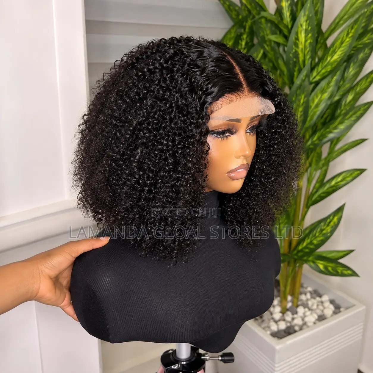 Short Kinky Curly Middle Part HD Lace Front Bob Wig
