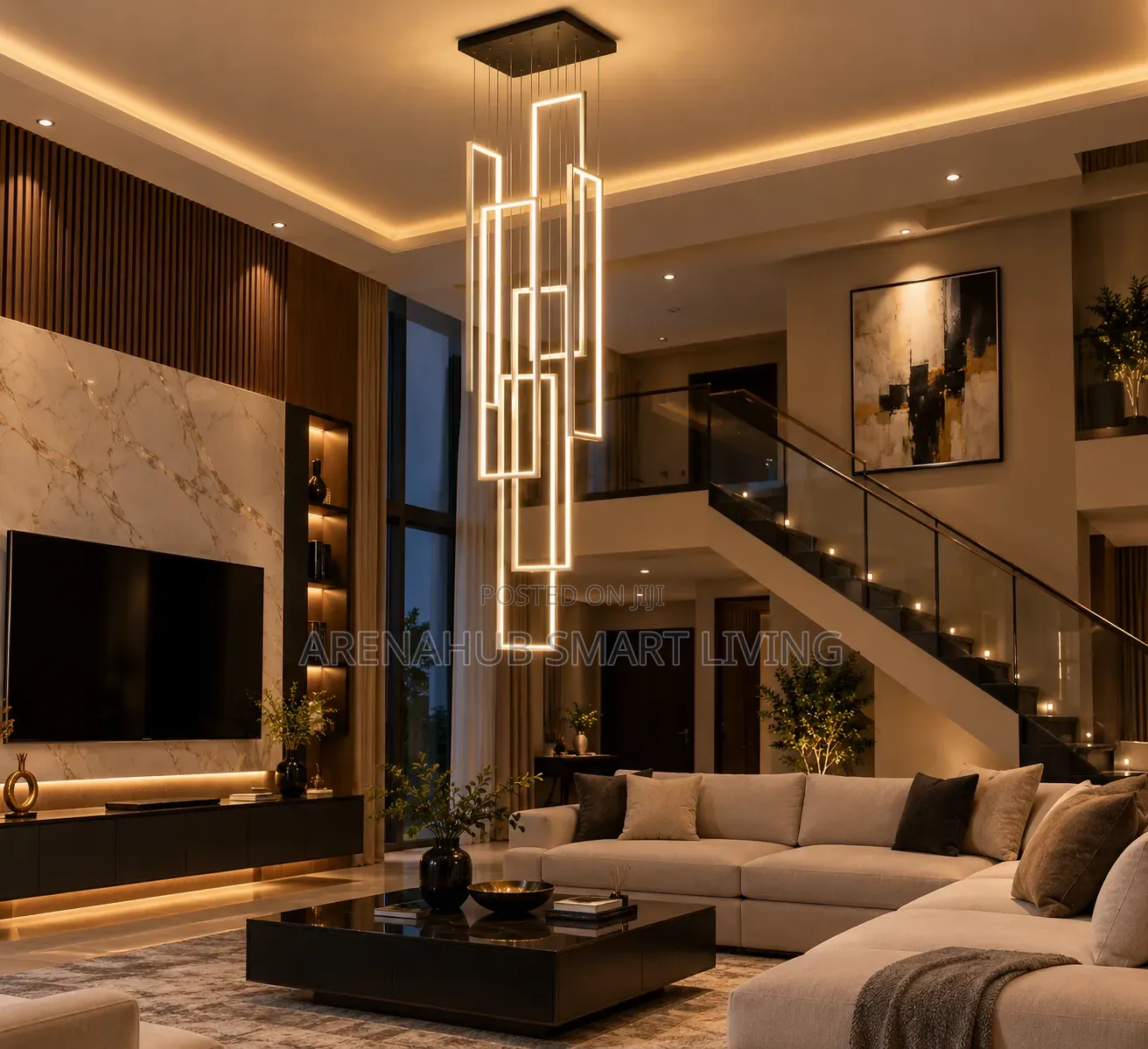 Modern Ring Stairs Led Lights Pendant Lamps for Living Room