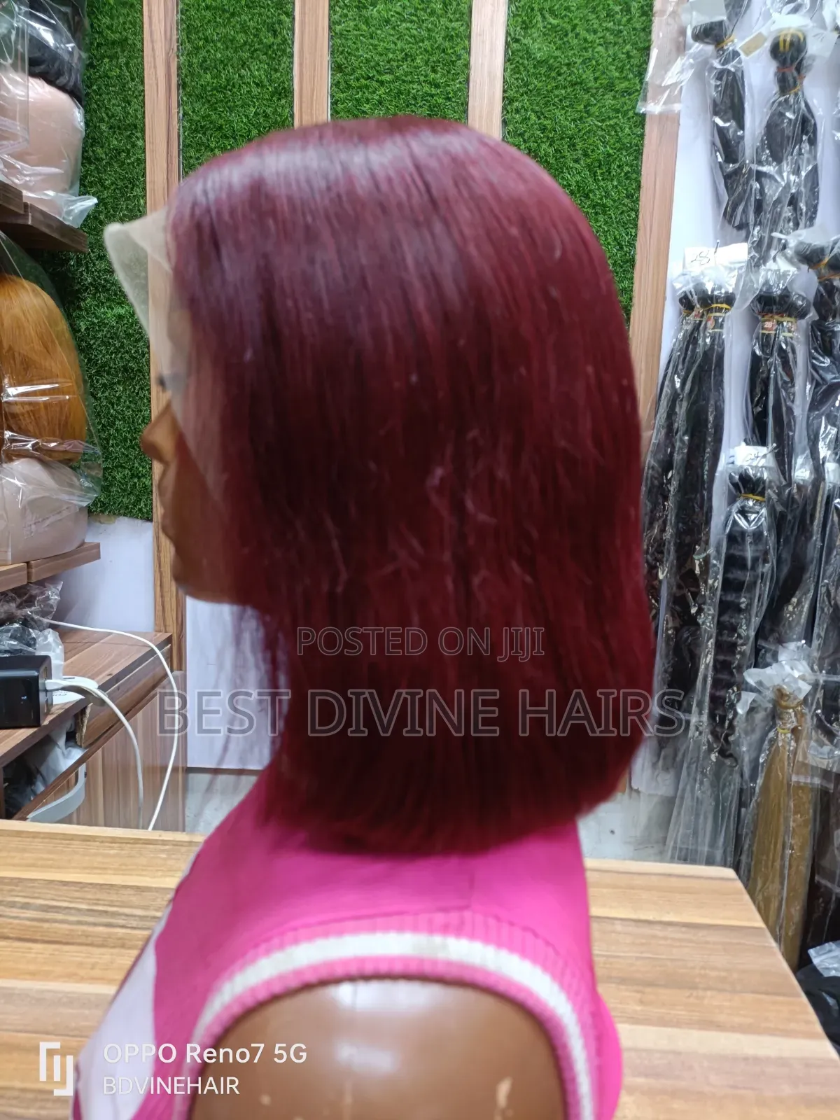 12" 13*4 SDD Bob Wig  Human Hair in Burgundy Colour.