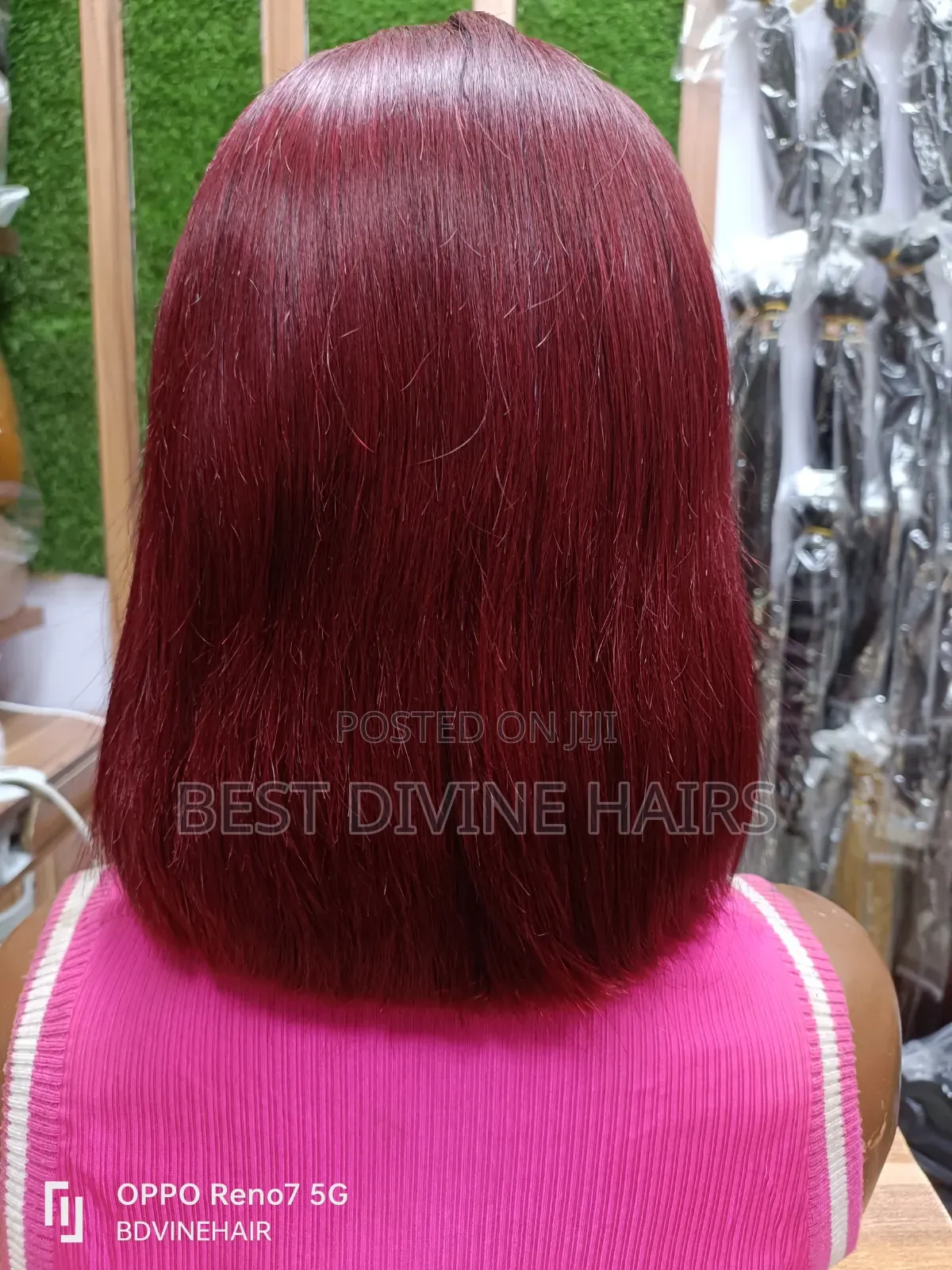 12" 13*4 SDD Bob Wig  Human Hair in Burgundy Colour.