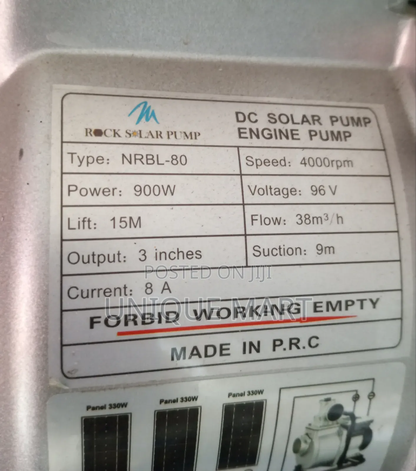 1.2HP Surface Irrigation DC Solar Pump.100% Copper Coil