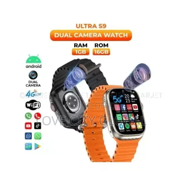 S9 Ultra 4G Android Smart Watch Camera Call Social Media Apps 2 Strap