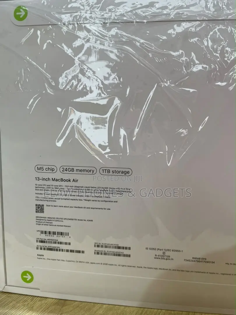 New Laptop Apple MacBook Air 2026 M5 24GB Apple M5 SSD 1T