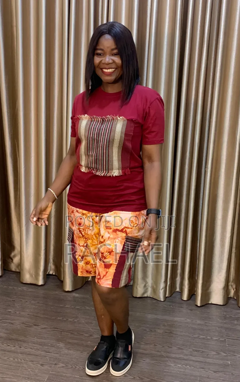 Adire Shorts and Tee in Peach