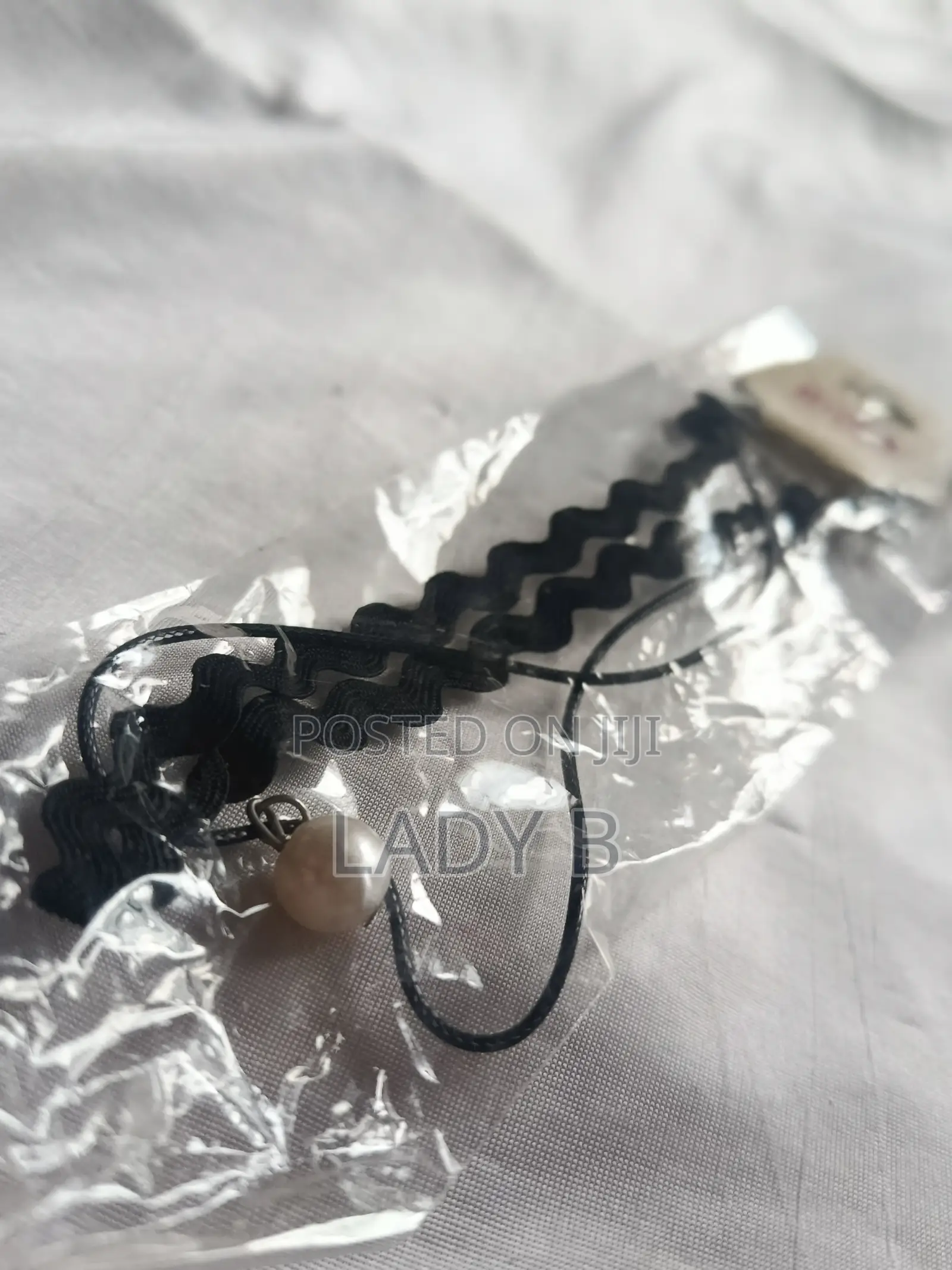 Trendy Double Layered(wavy and Straight)Choker With White Pearl Center