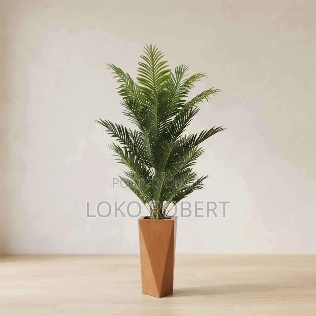 Premium Artificial Flower Vase Palm Tree With Geometric Tapered Pot