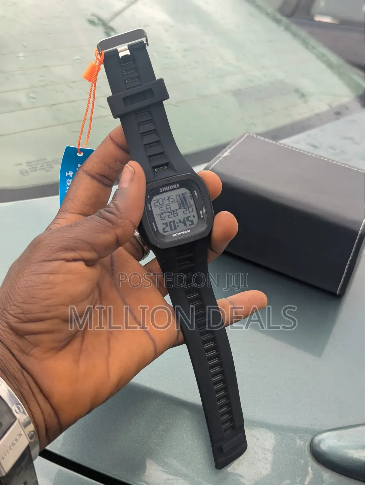 Black Square Rubber Strap Digital Men’s Wrist Watch
