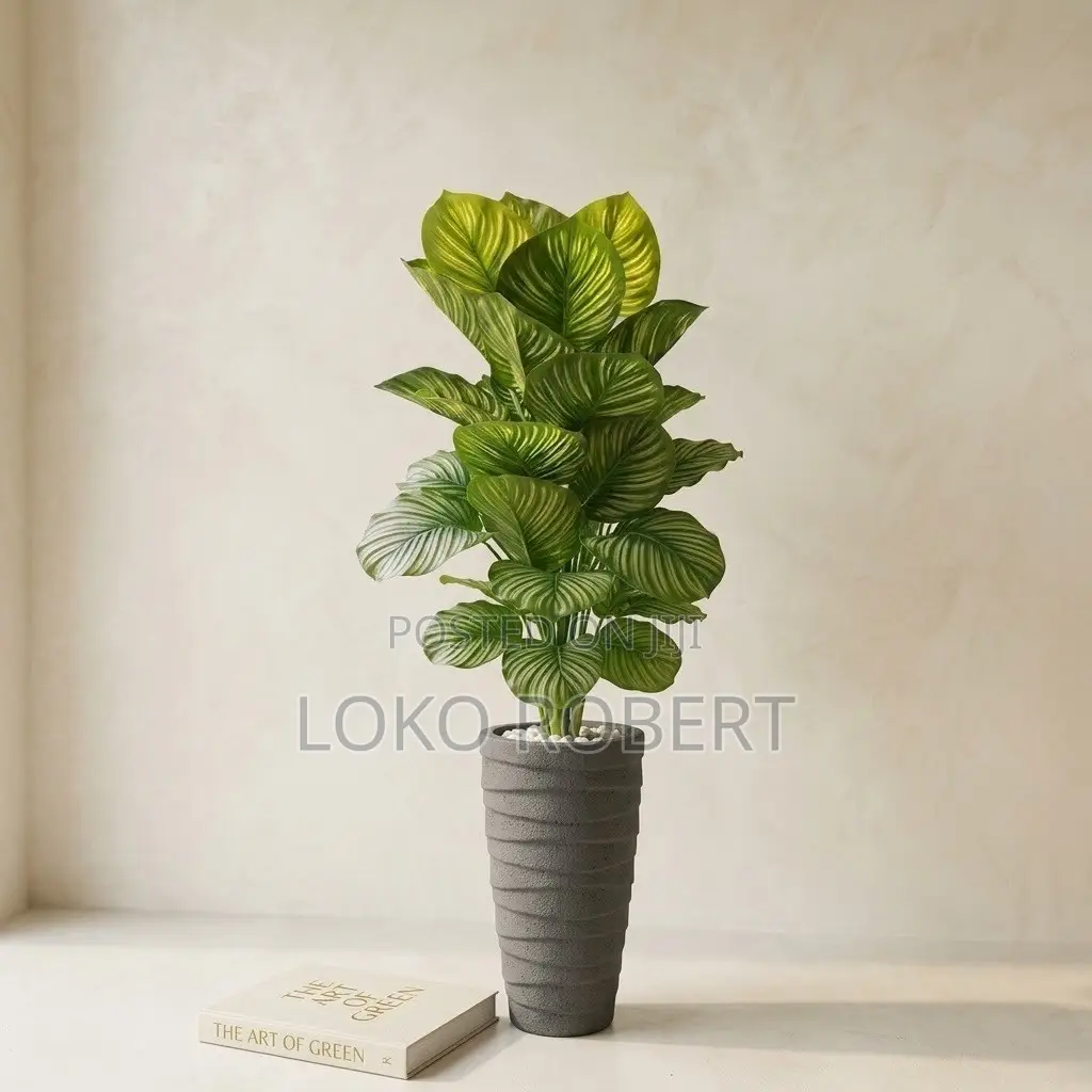 Large Artificial Flower Vase Plant in Decorative Terrazzo Planter