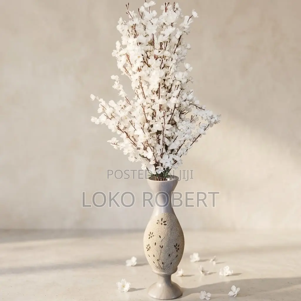 Spring Indoors Artificial Flower Vase Cherry Blossom Arrangement