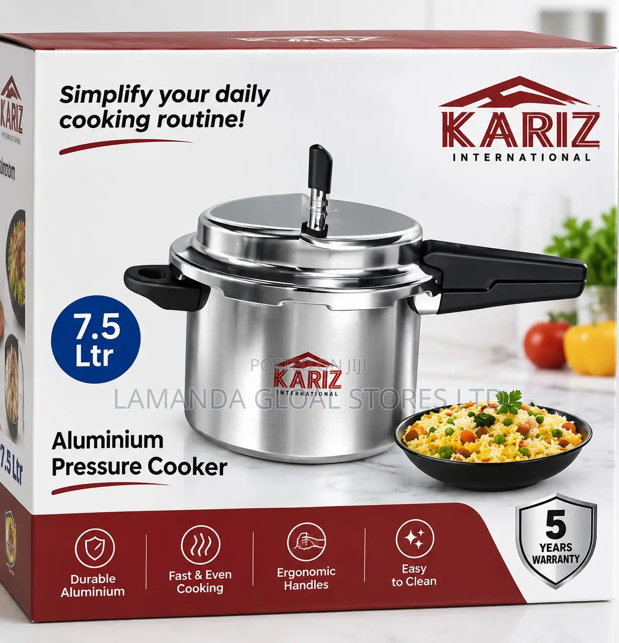Kanazi 7.5 Litre Aluminium Pressure Cooker