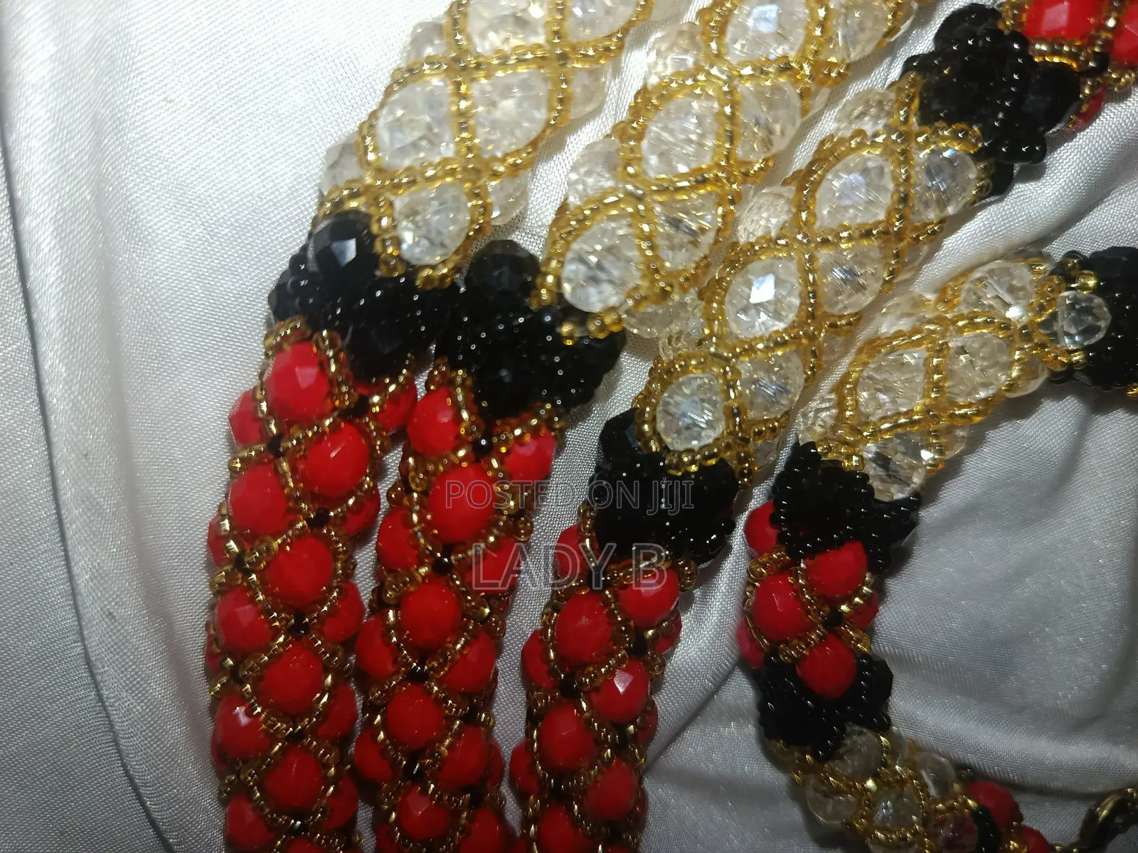 Elegant Royal Red, Crystal and Black Traditional/Bridal Beaded Set