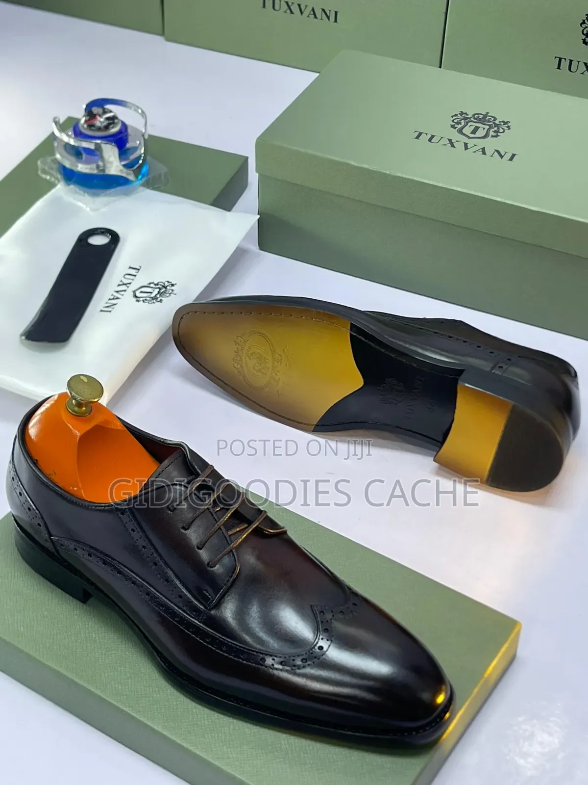 Men's Tuxvani Wingtip Brogue Leather Derby Shoes