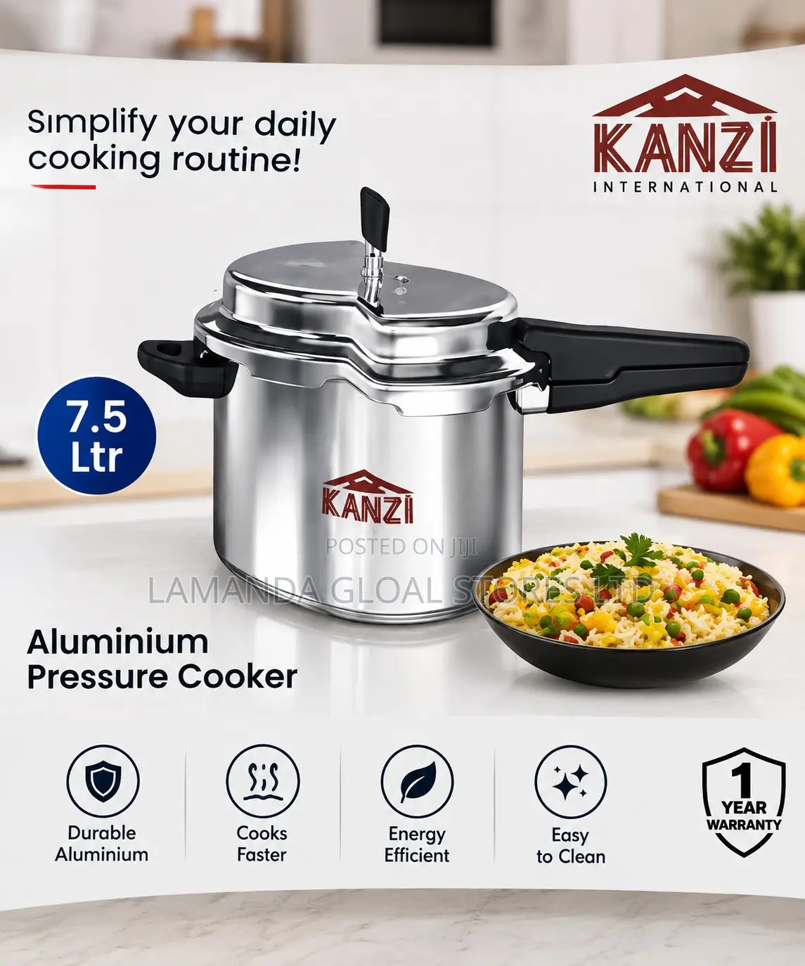 Kanazi 7.5 Litre Aluminium Pressure Cooker