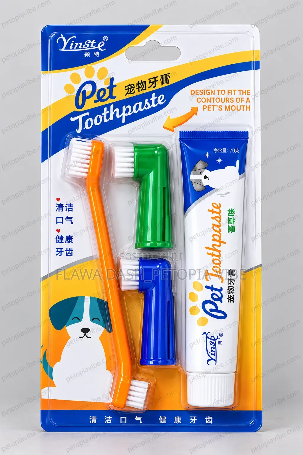 Yingt Pet Dental Care Set for Cats and Dogs Toothpaste and Brush Kit