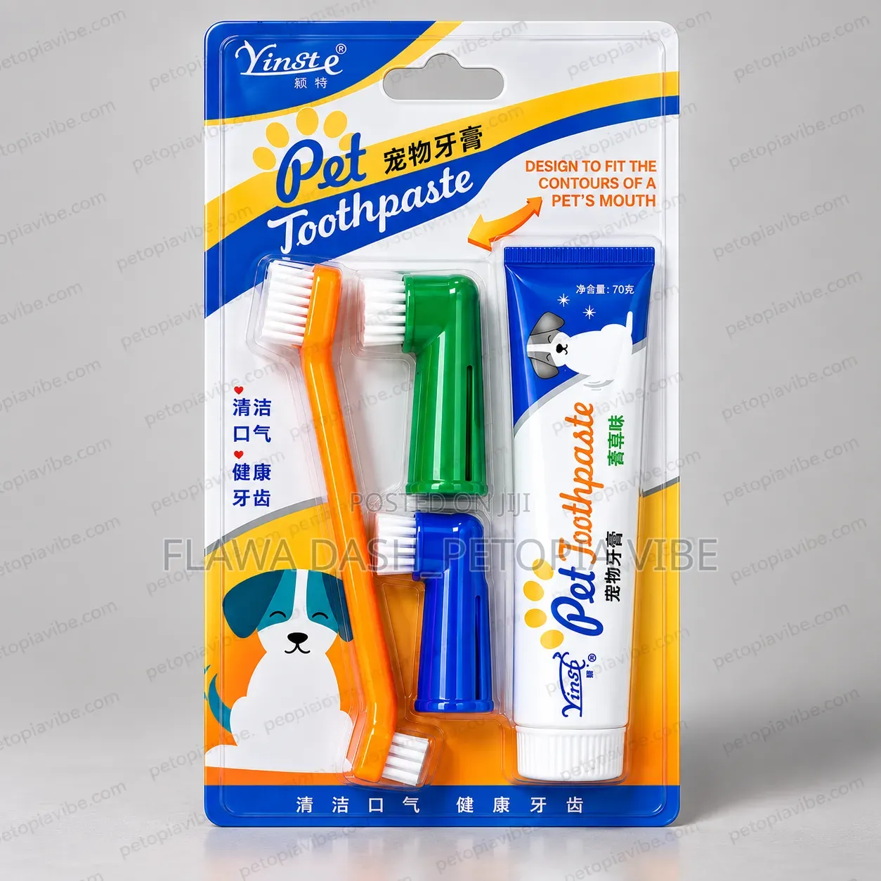 Yingt Pet Dental Care Set for Cats and Dogs Toothpaste and Brush Kit