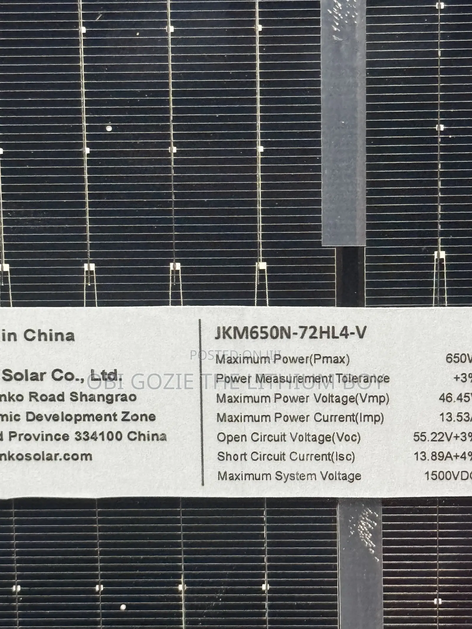 650w Jinko Bifical Solar Panel 0nly Major Distributor in Lagos Alaba