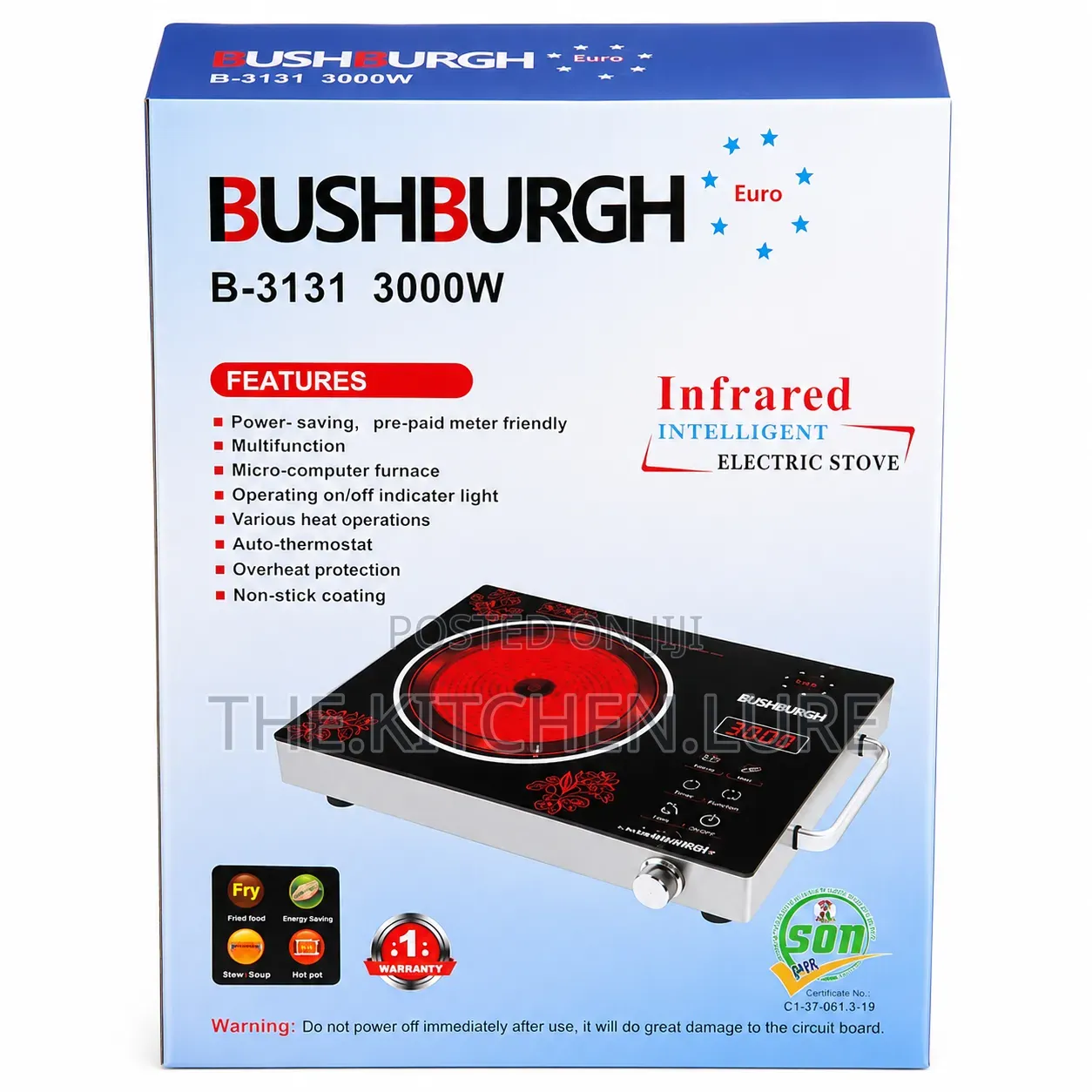 BUSHBURGH Single Burner Infrared Electric Cooker