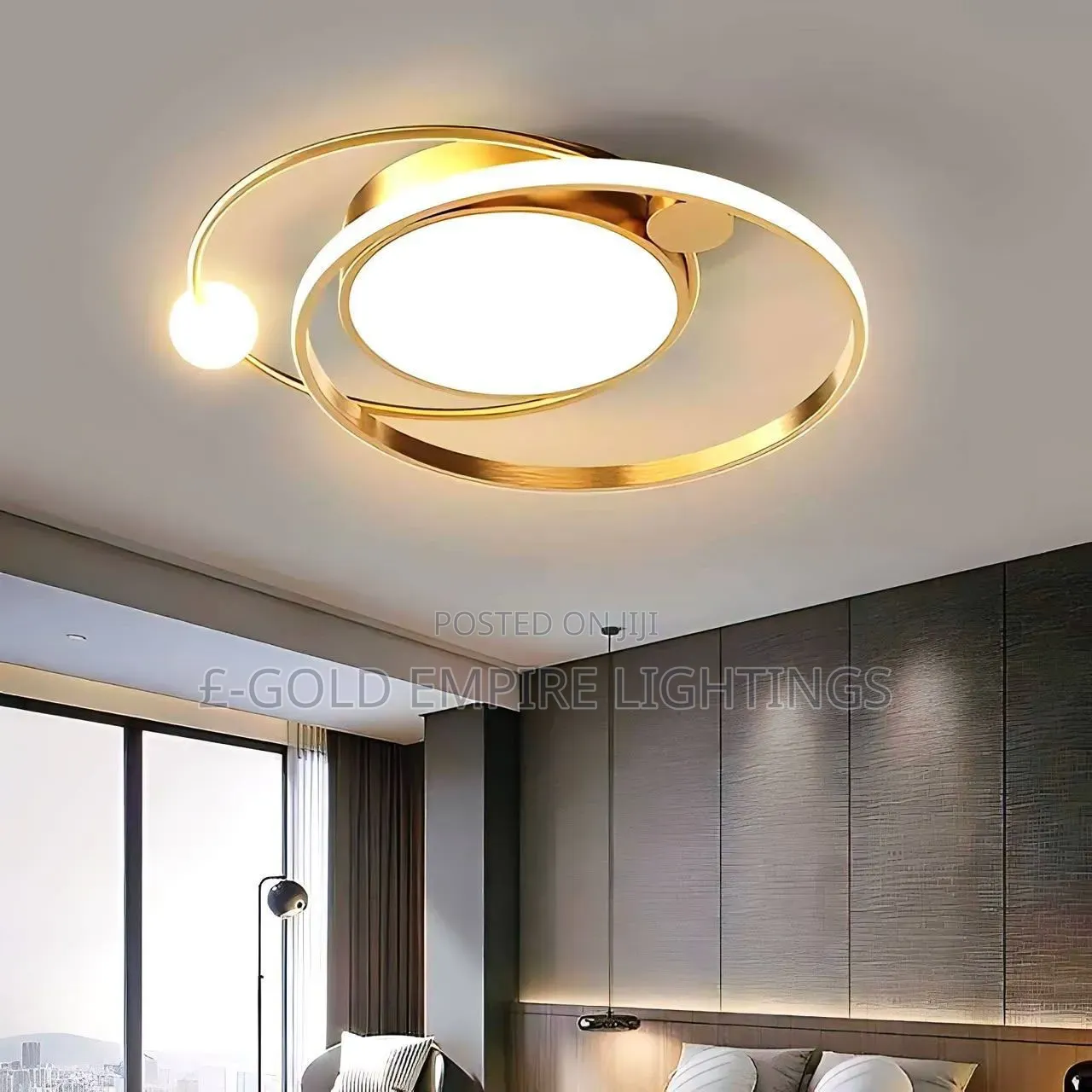 Modern Gold LED Ceiling Light – Luxury Round Ring Chandelier